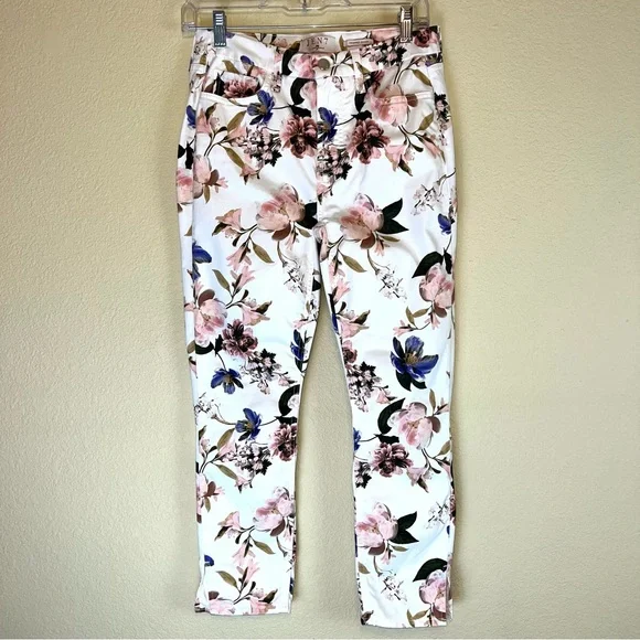 JEN7 by Seven For All Mankind Floral Cropped Skinny Jeans Sz 6 - Picture 2 of 12